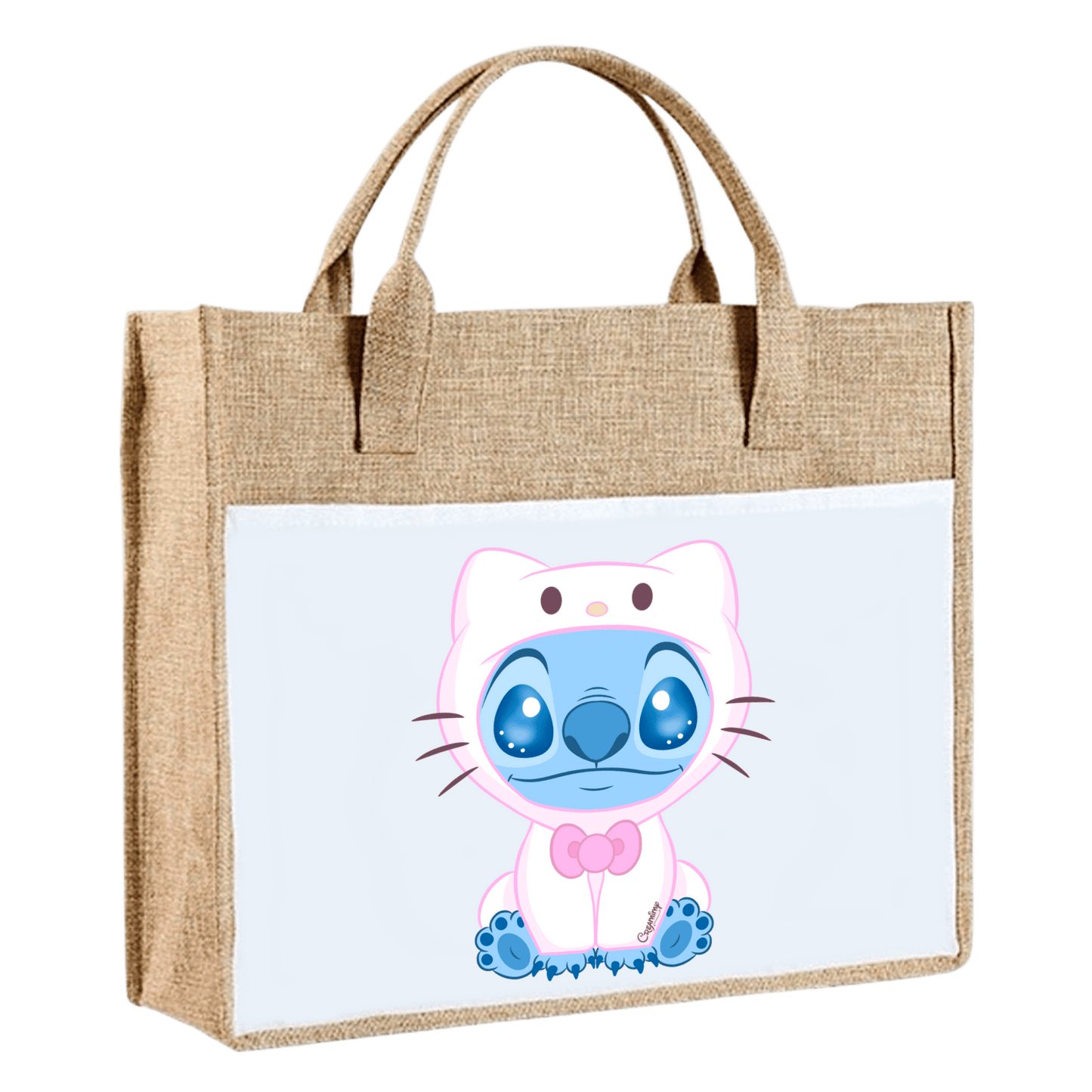 Sac en toile de jute - Stitch Kitty Kawaii