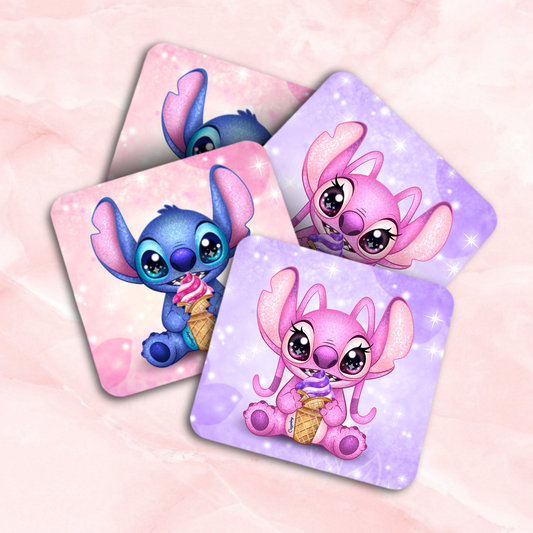 Lot de 4 Dessous de Verre Stitch & Angel