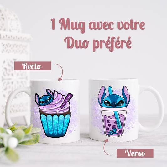 Mug Cupcake & Bubble tea Stitch