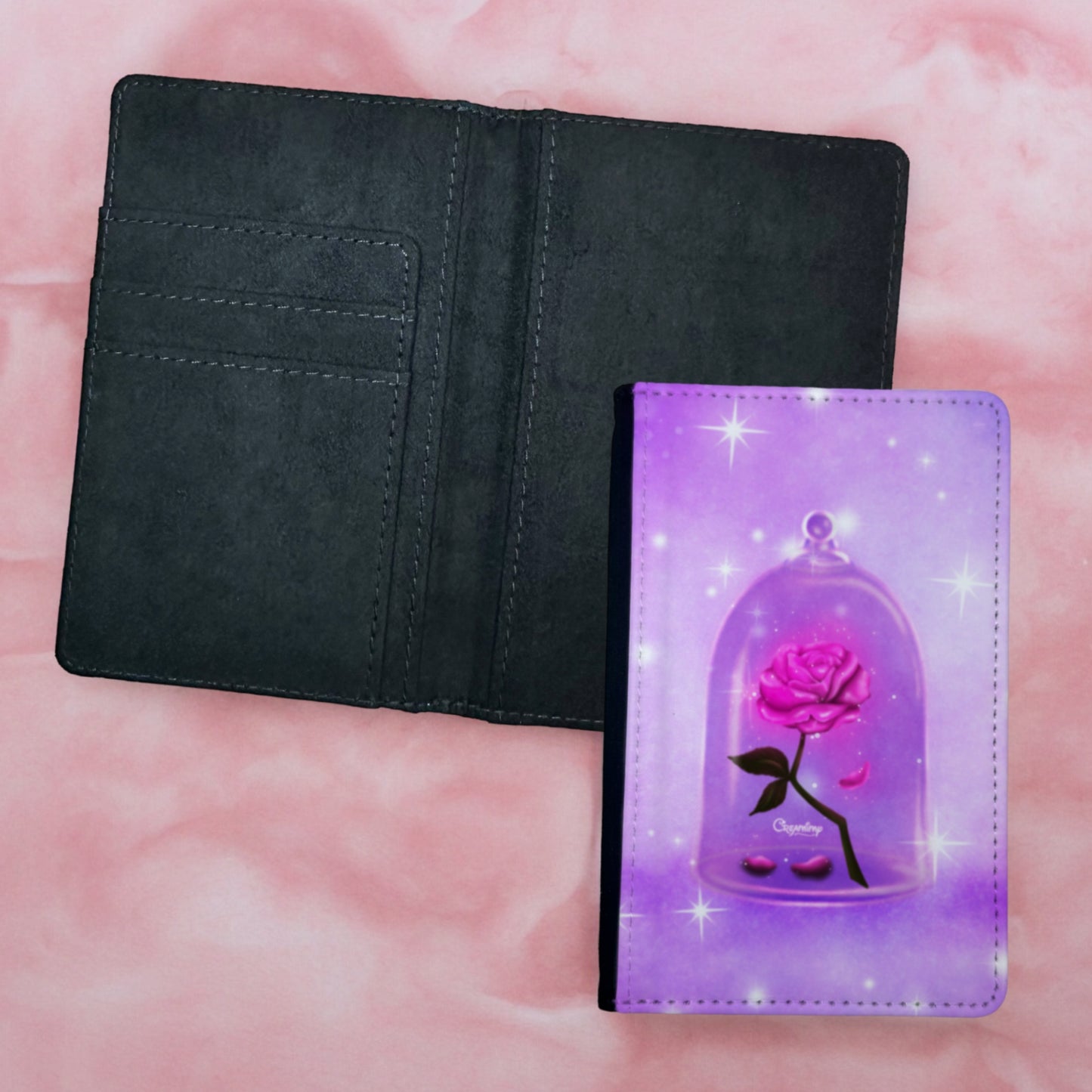 Support Cartes / Passeport Rose Eternelle