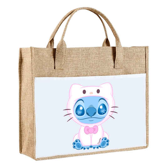Sac en toile de jute - Stitch Kitty Kawaii